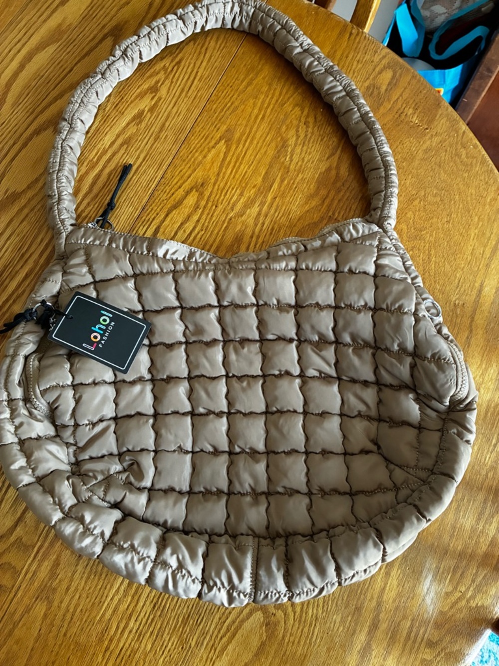 New Quilted Shoulder Bag in Taupe